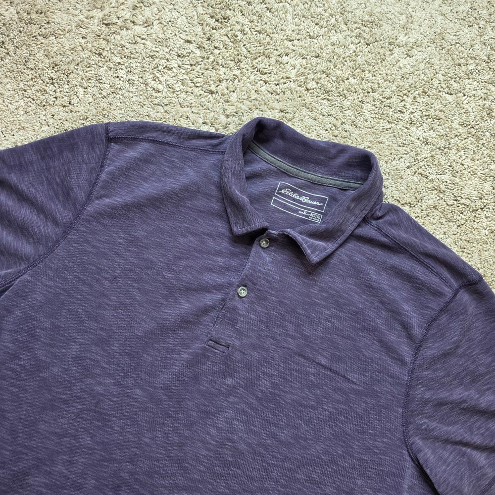 Eddie Bauer Active Polo Shirt Mens XL Purple Outdoor Casual Lightweight Athletic